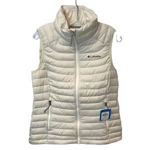 Columbia Jackets Coats Columbia Womens White Out Puffer Omni Heat Full Zip Insulated Vest Size Medium Poshmark